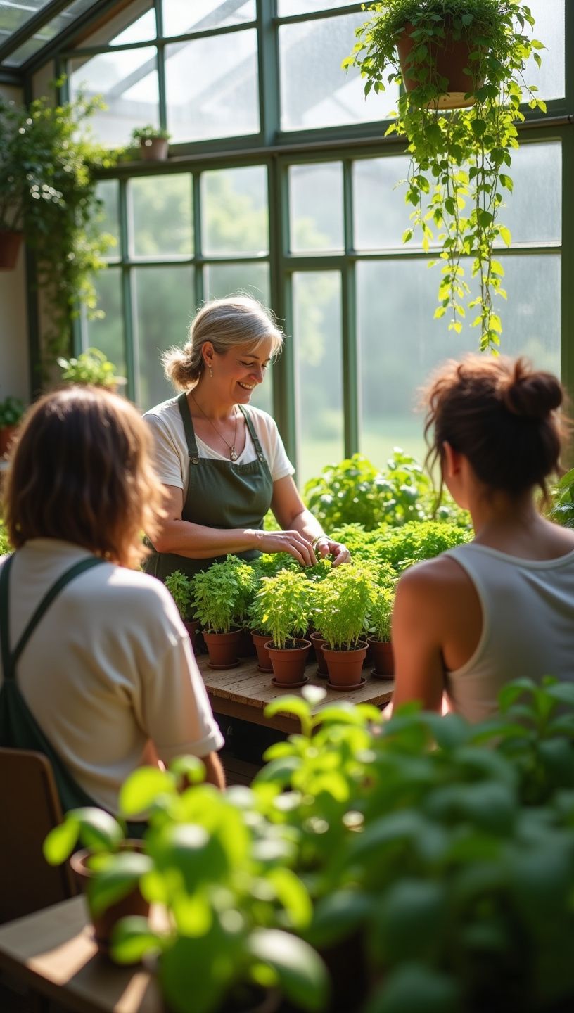Κοντά φυτά ρίγανης και βασιλικού σε αρμονική διάταξη