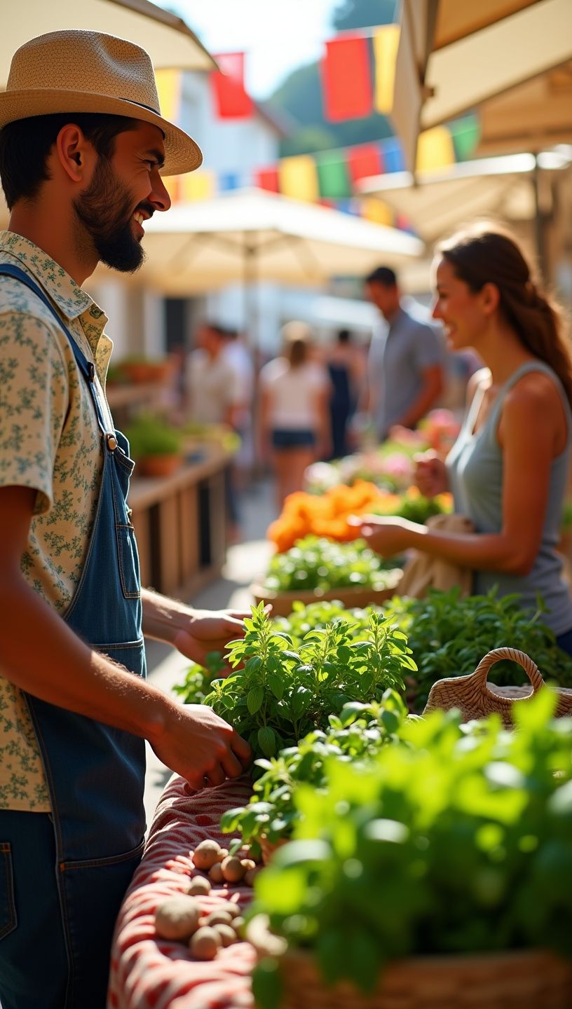 Φωτογραφία του κήπου με ελληνικά βότανα και λουλούδια